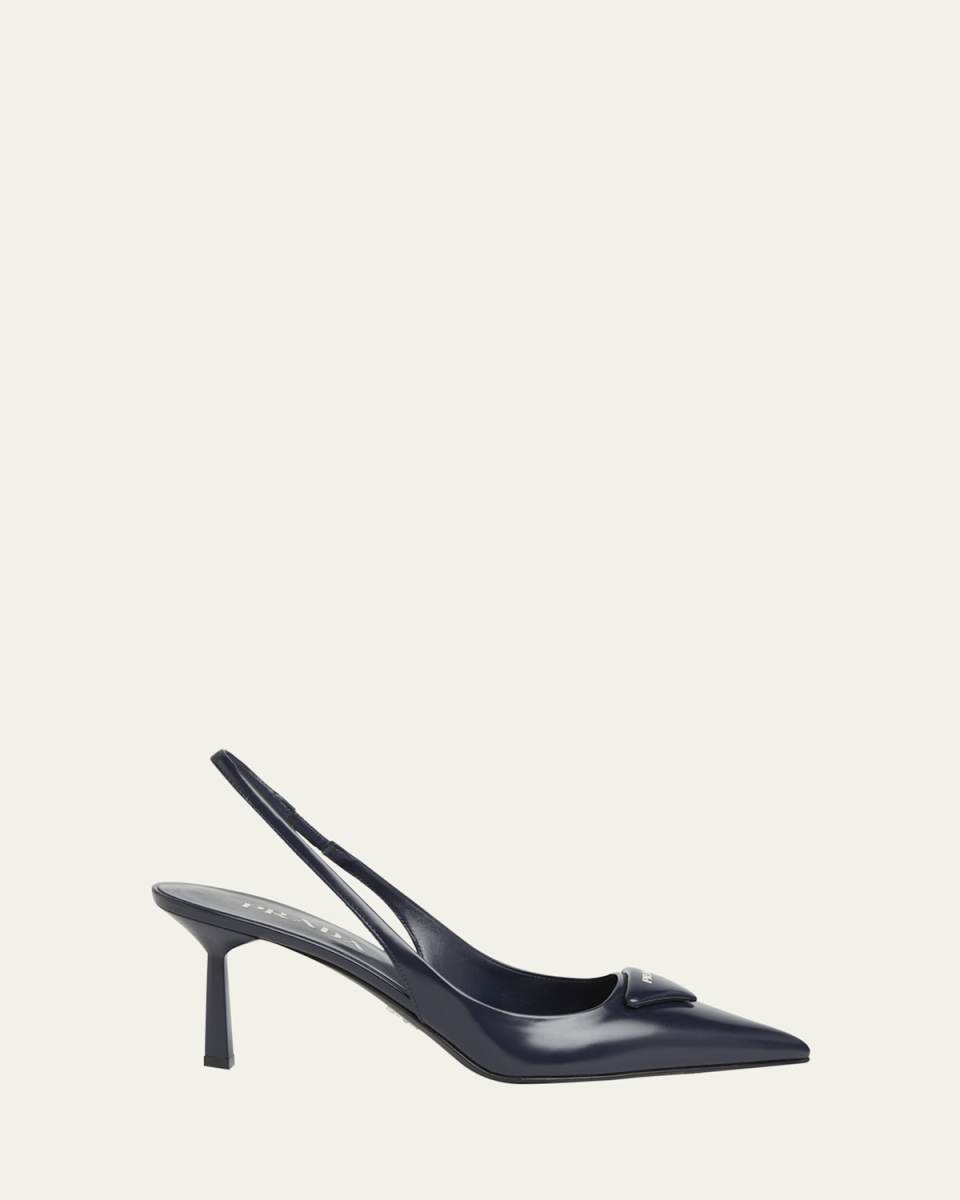 Patent Padded Triangle Slingback Pumps